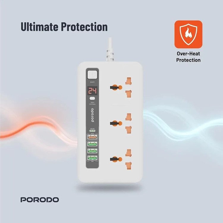 چندراهی و هاب شارژ هوشمند Porodo مدل PD-FWCH013 با کابل ۲ متری