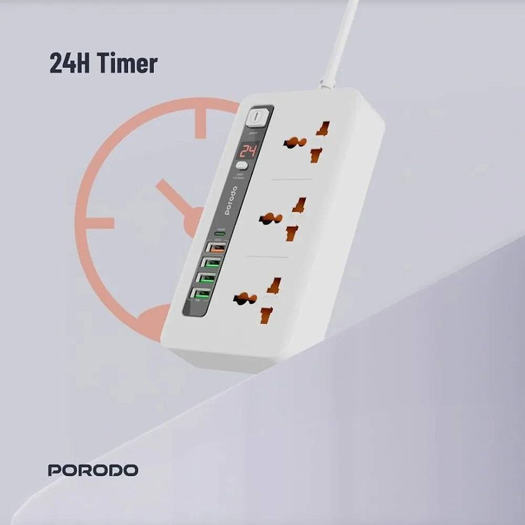 چندراهی و هاب شارژ هوشمند Porodo مدل PD-FWCH013 با کابل ۲ متری