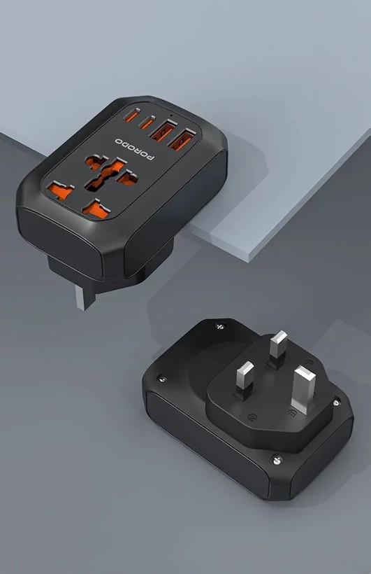تبدیل برق و شارژر مسافرتی چندکاره (Universal AC Adapter) از برند Porodo مدل FWC044